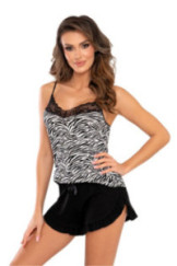 Pižama Zebra Top 1/2 Juoda