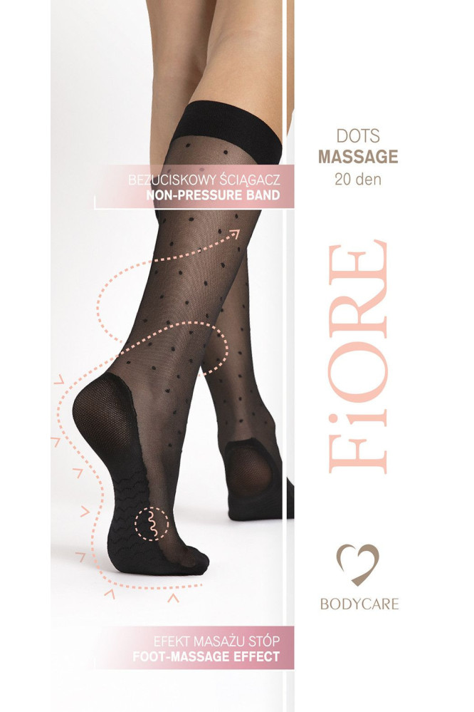 Kojinės iki kelių Dots Massage 20 Den Juoda