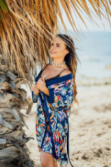 Chalatas Edna Mėlyna wzór