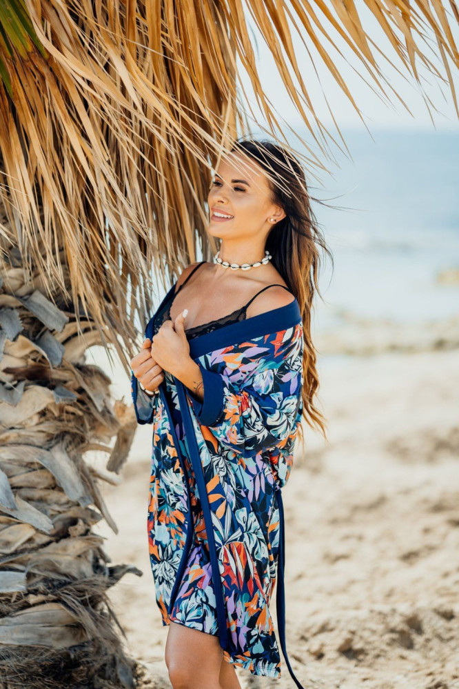 Chalatas Edna Mėlyna wzór