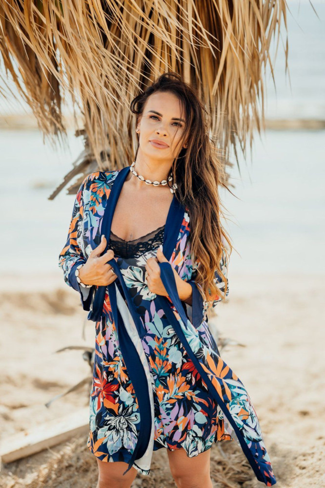 Chalatas Edna Mėlyna wzór