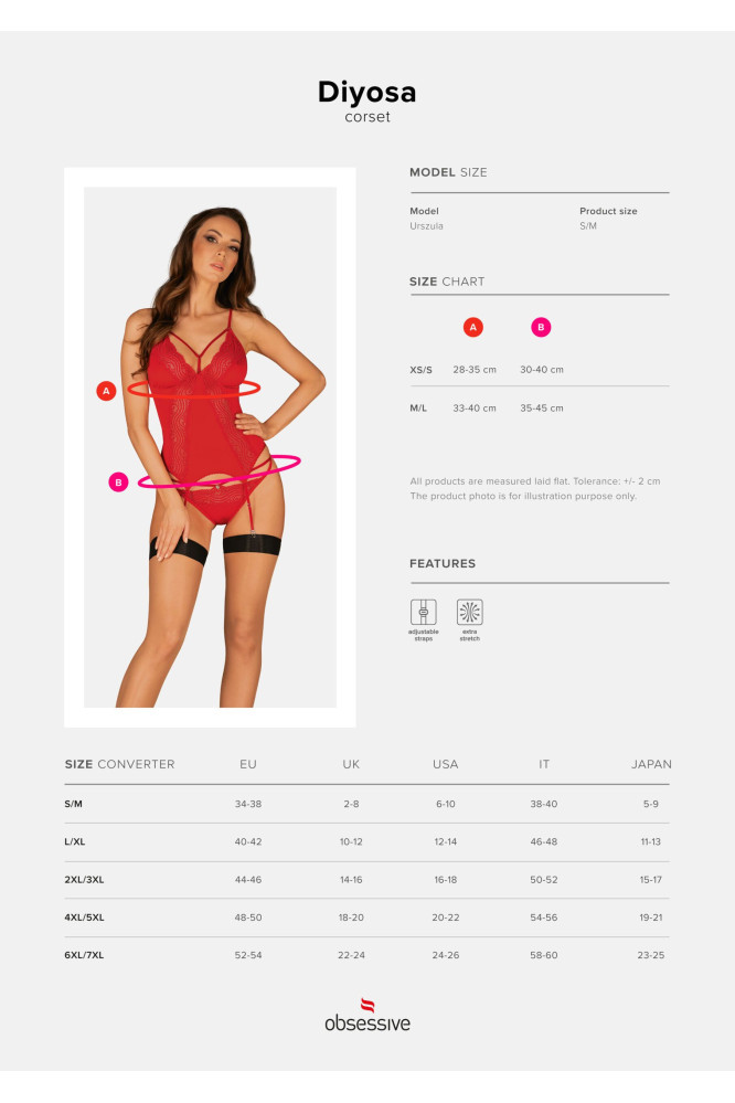 Korsetas Diyosa siaurikės dovanų! Raudona