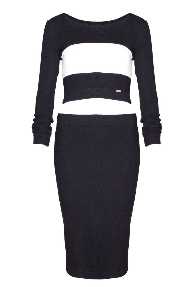 Komplektas Kayle M369 Juoda (Sijonas + Palaidinė)