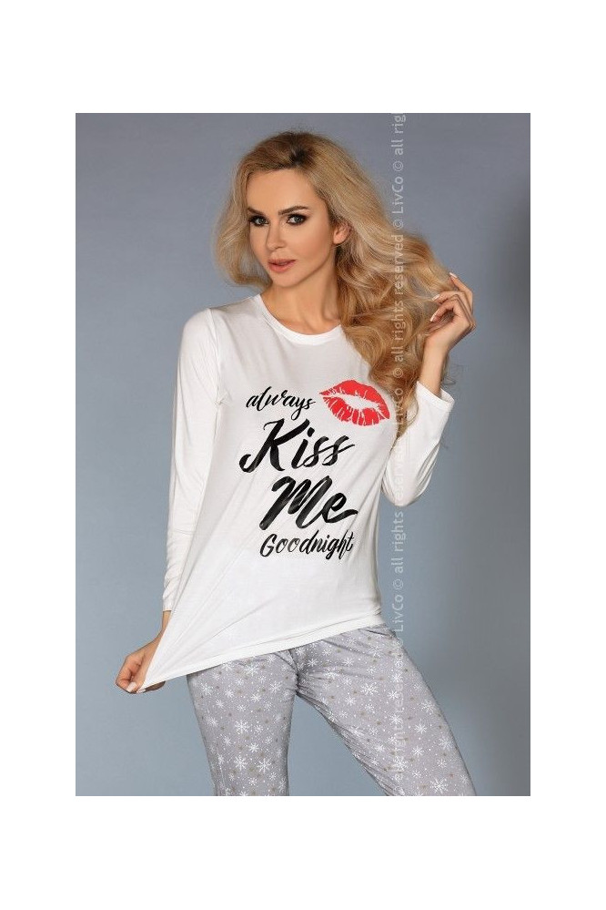 Pižama Sweet Kiss 109 Ecru-Pilka