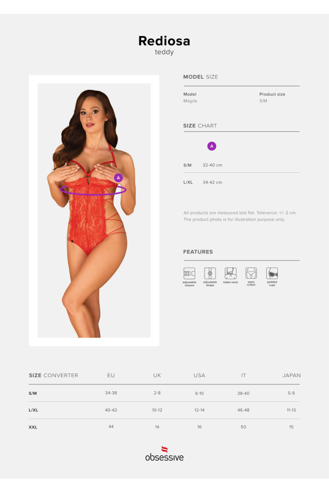 Kūno triko Rediosa Raudona Atviros