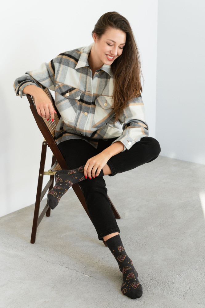 Kojinės Pizzas 078-167 melandžas Grafit