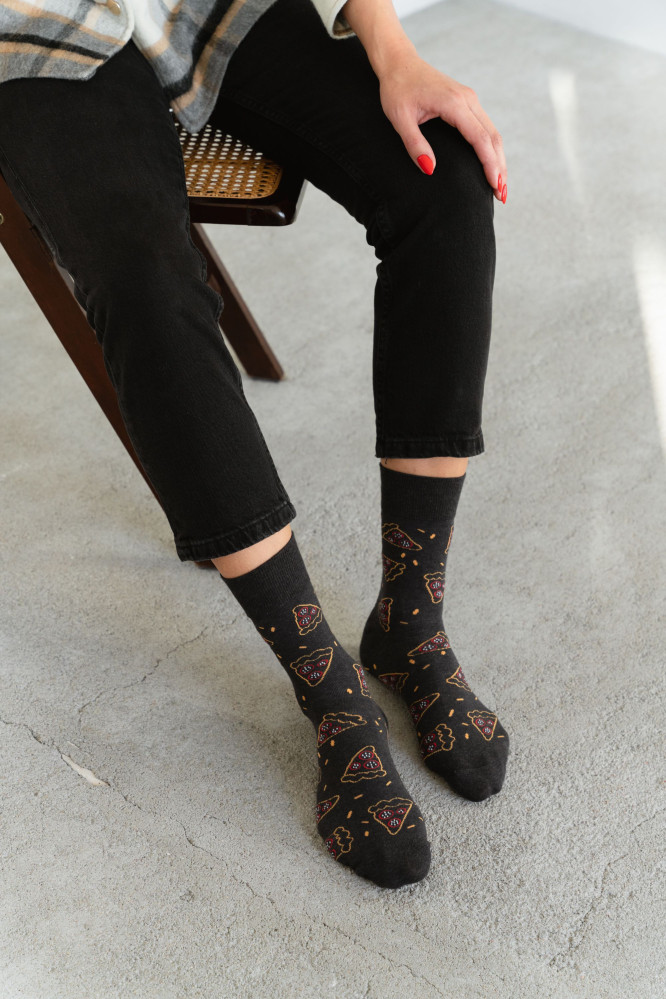 Kojinės Pizzas 078-167 melandžas Grafit