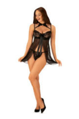 Naktinukai Elizenes Babydoll Juoda siaurikės dovanų!