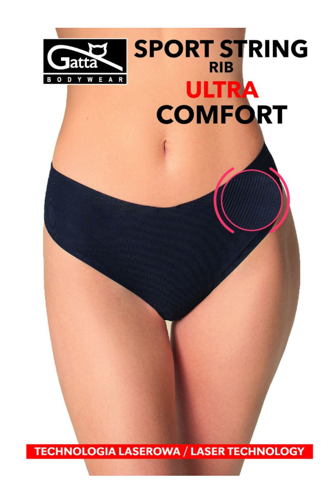 Siaurikės (stringai) Sport Ult Rib - juoda