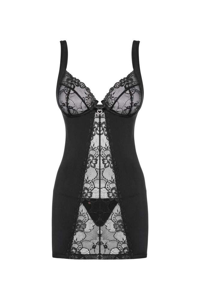 Naktinukai Heartina Chemise Juoda + siaurikės dovanų!