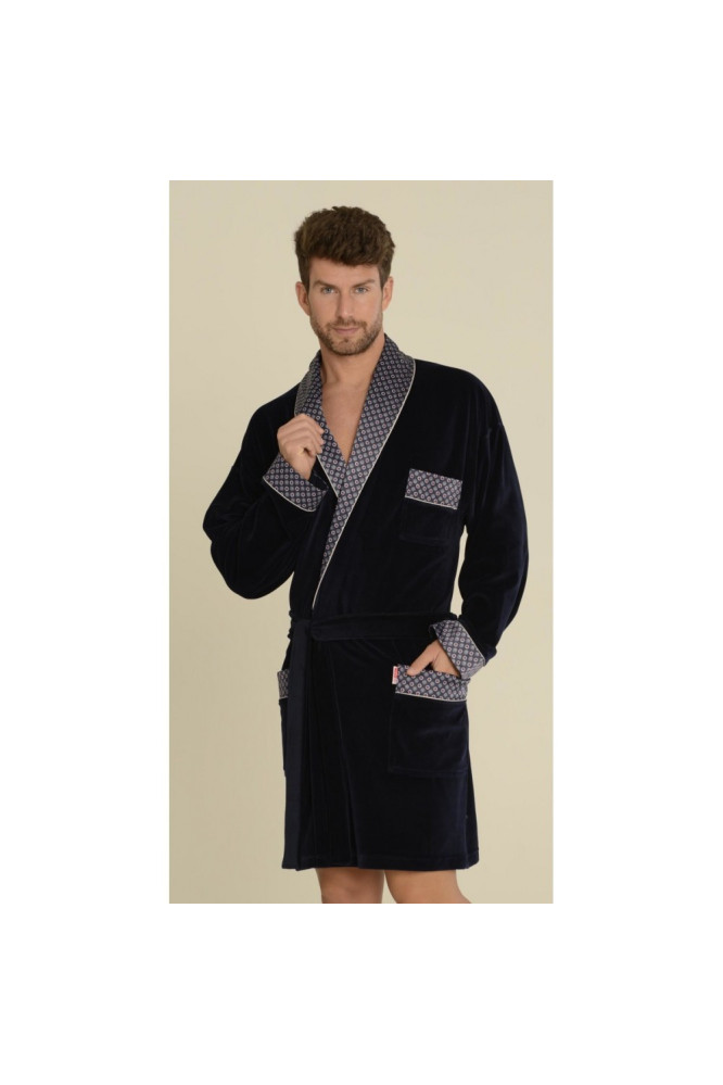 Chalatas 772 Bonjour Trumpas - mėlyna