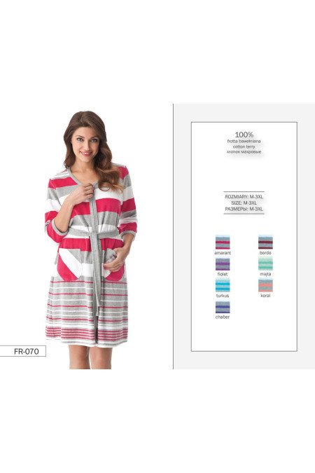 Chalatas Cate FR-070 Amarant w juostelės - rožinė