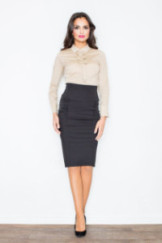 Sijonas Kristina M044 Juoda z marszczeniem